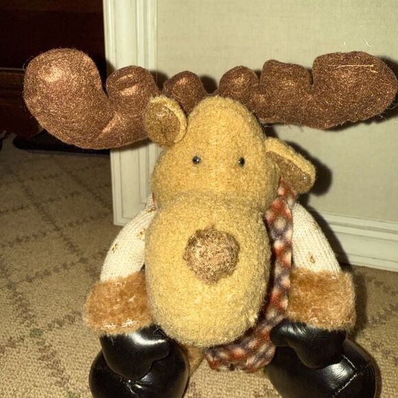Christmas reindeer plush animals cookie / treat / candy jars set of 2 NWT - Picture 6 of 8